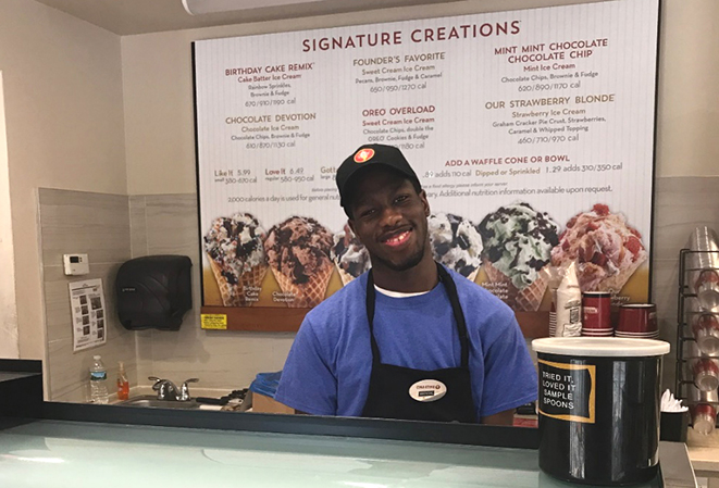 a picture of marcial working at cold stone