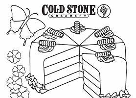 Cold Stone Creamery Spring Coloring Sheet of Ice cream cake and buttefly