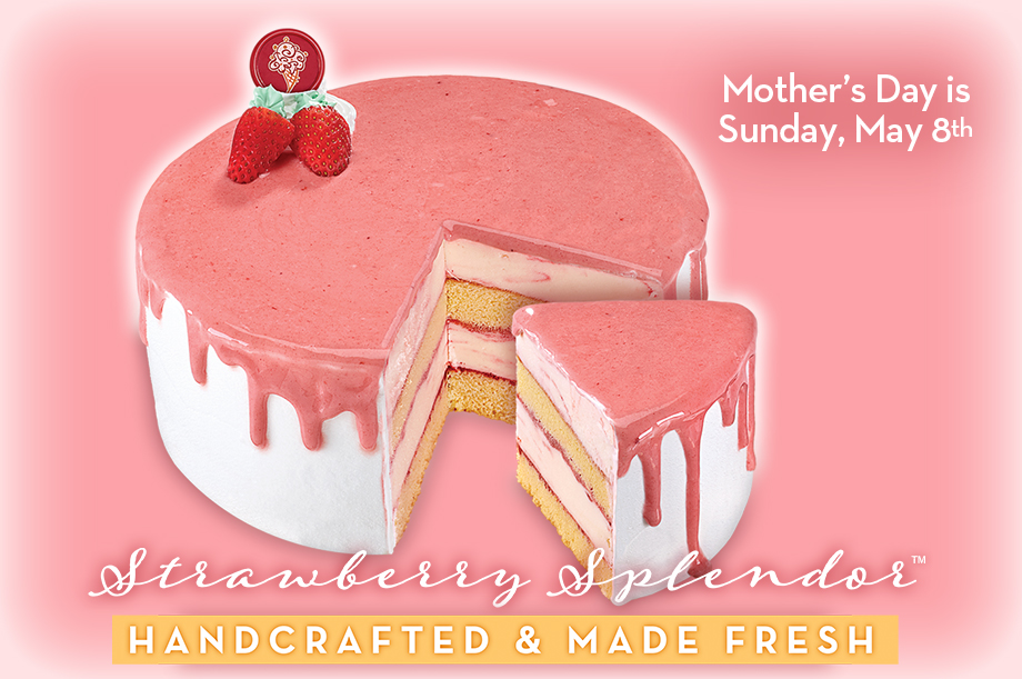 Mother's Day is Sunday, May 8th, Cold Stone Creamery's Strawberry Splendor™ Ice Cream Cake Handcrafted & Made Fresh