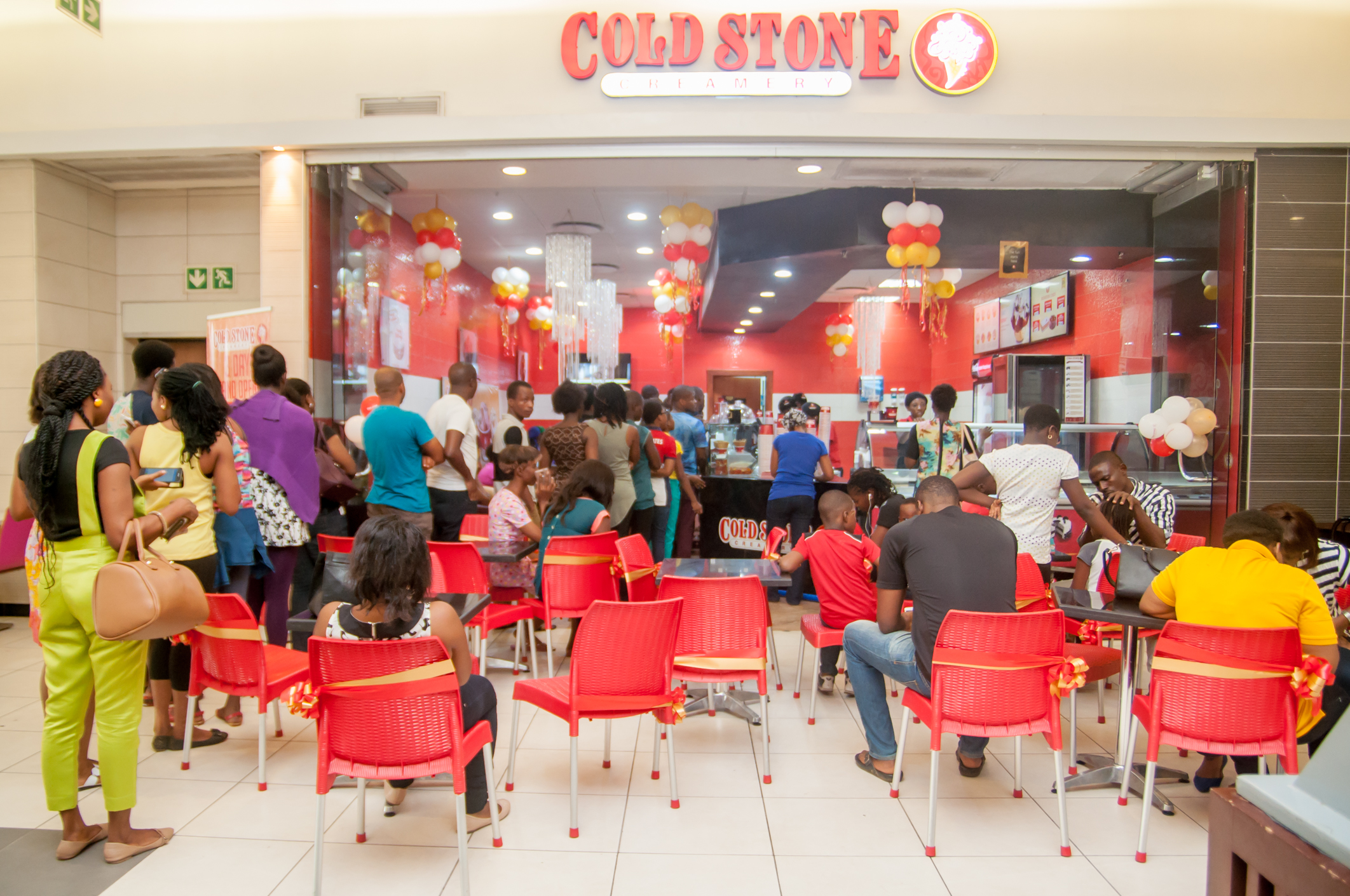 Customers waiting in line at Cold Stone Creamery in Ikeja, Nigeria.