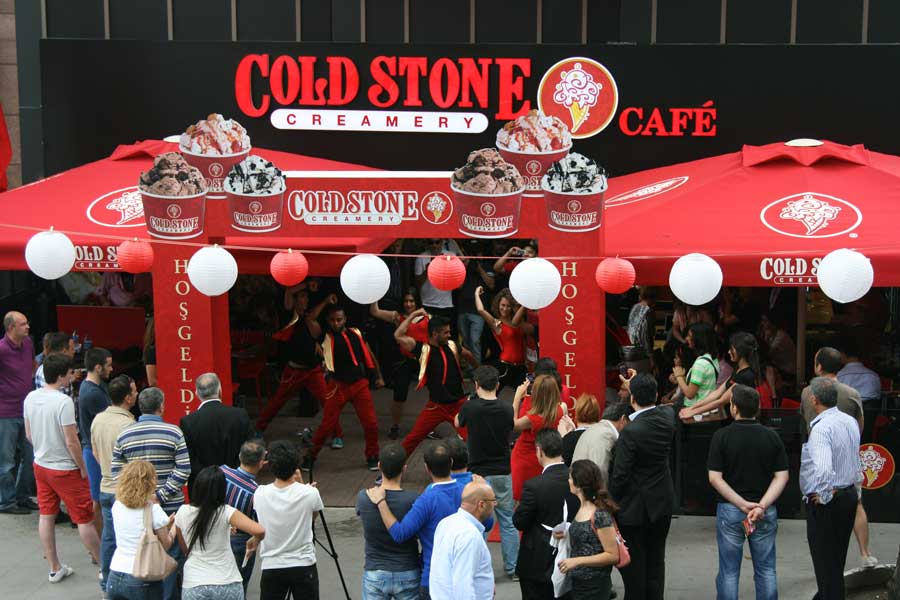 Dancers during the grand opening of Cold Stone Creamery in Turkey.
